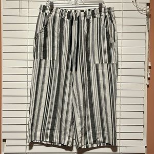 NWT Land 'n sea Linen Blend Crop Wide Leg Stripe Beachy Pants